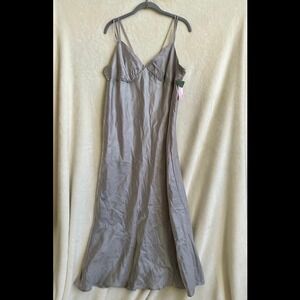 Wild‎ Fable NWT Pewter Silver Bias Cut Satin Slip Dress Double Strap Midi XL